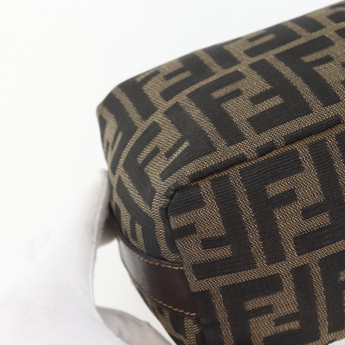 FENDI Zucca Canvas Pouch Black Brown Auth 163994