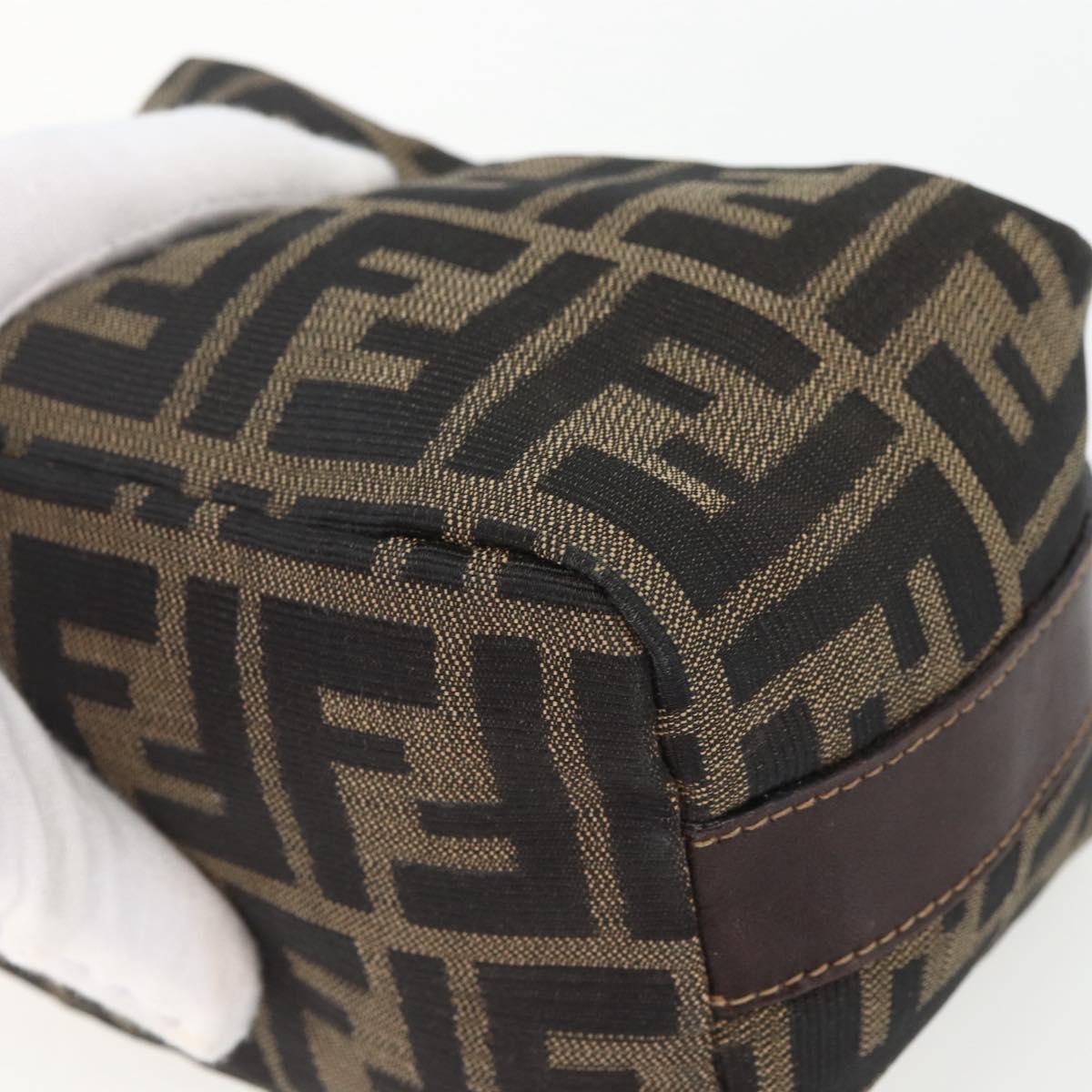 FENDI Zucca Canvas Pouch Black Brown Auth 163994