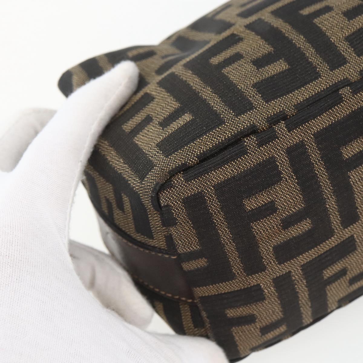 FENDI Zucca Canvas Pouch Black Brown Auth 163994