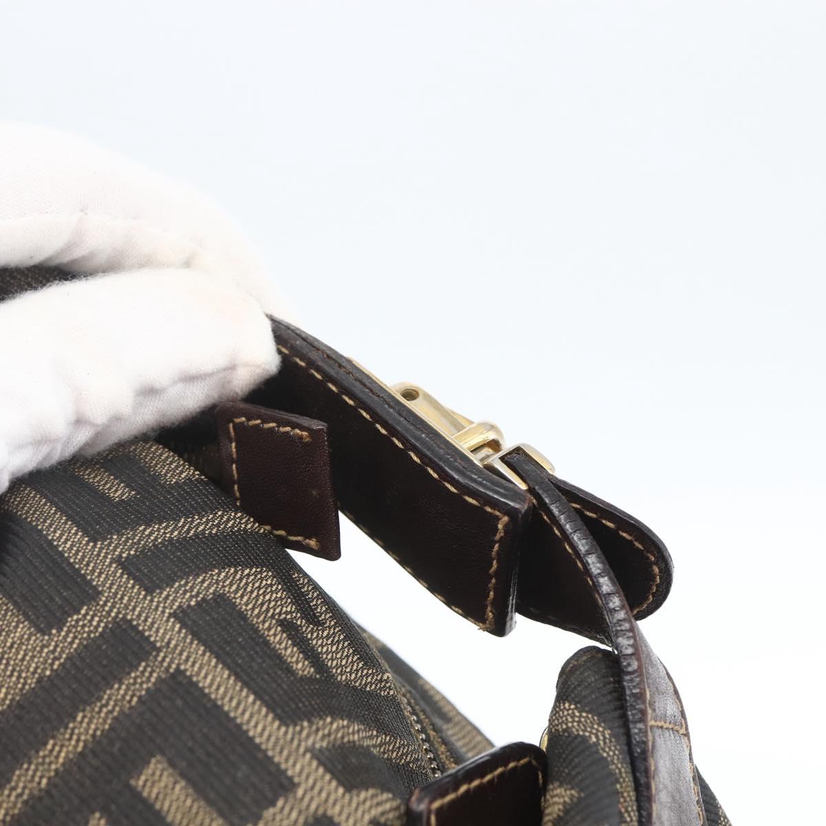 FENDI Zucca Canvas Pouch Black Brown Auth 163994