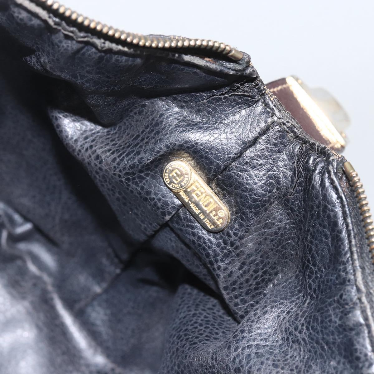 FENDI Zucca Canvas Pouch Black Brown Auth 163994