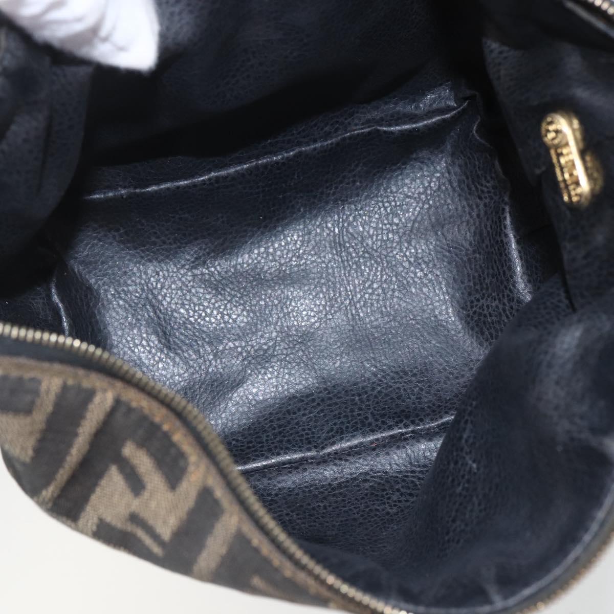 FENDI Zucca Canvas Pouch Black Brown Auth 163994