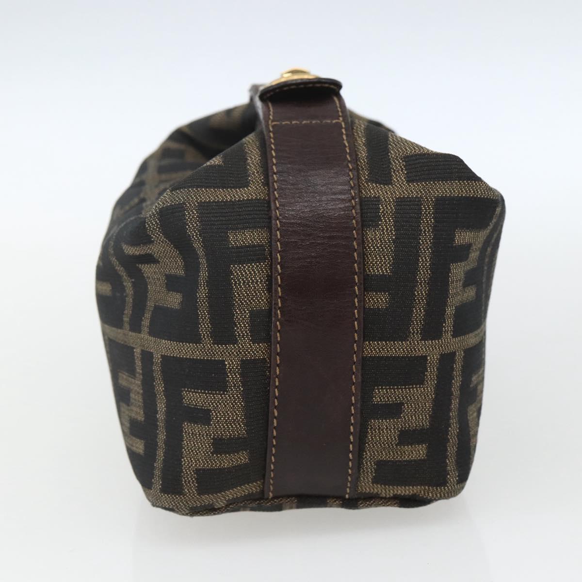 FENDI Zucca Canvas Pouch Black Brown Auth 163994