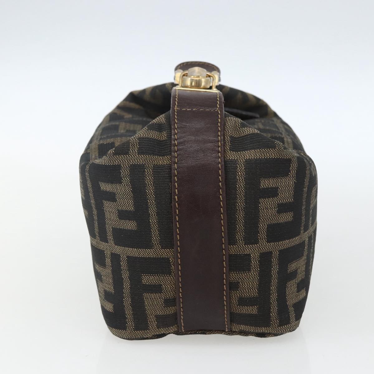 FENDI Zucca Canvas Pouch Black Brown Auth 163994