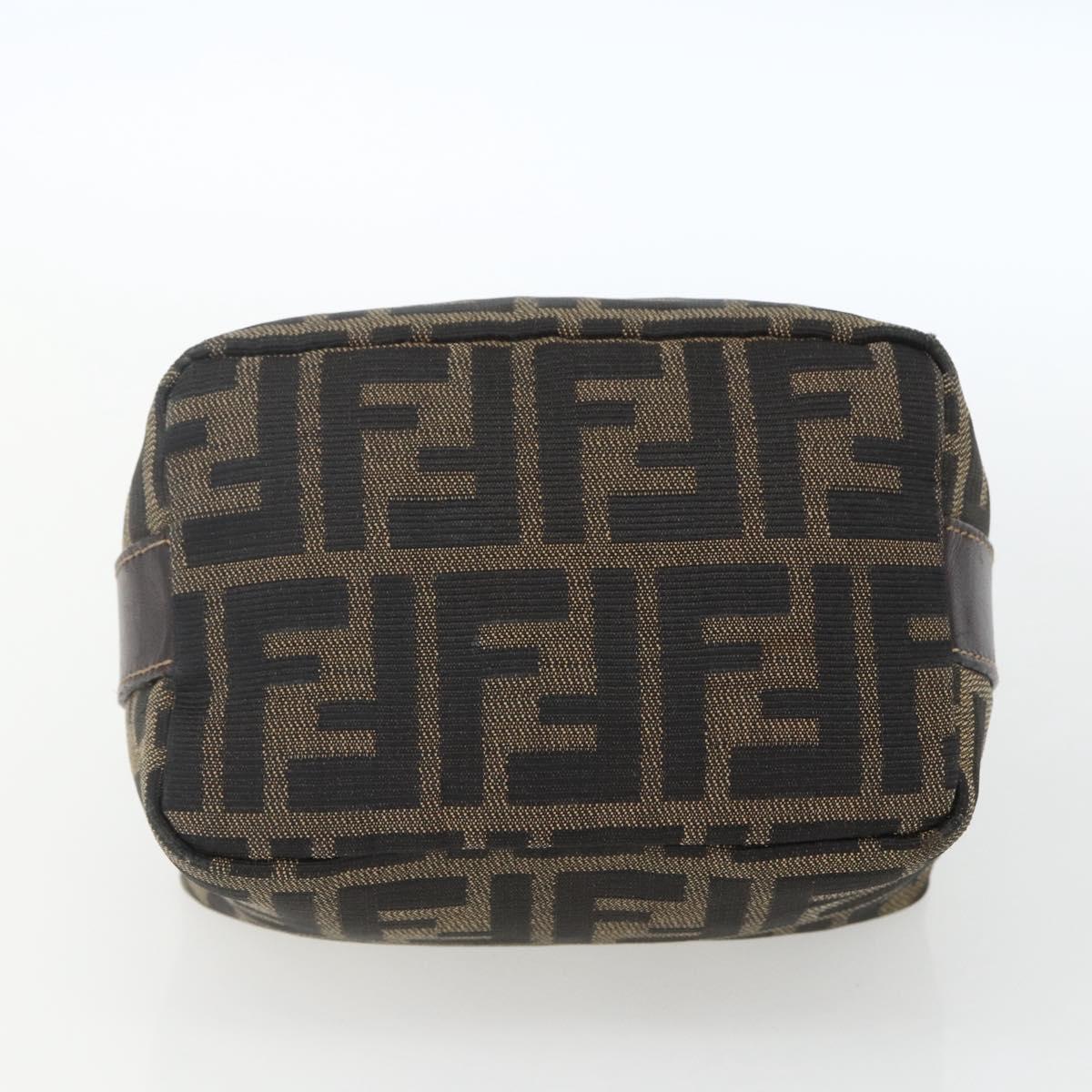 FENDI Zucca Canvas Pouch Black Brown Auth 163994
