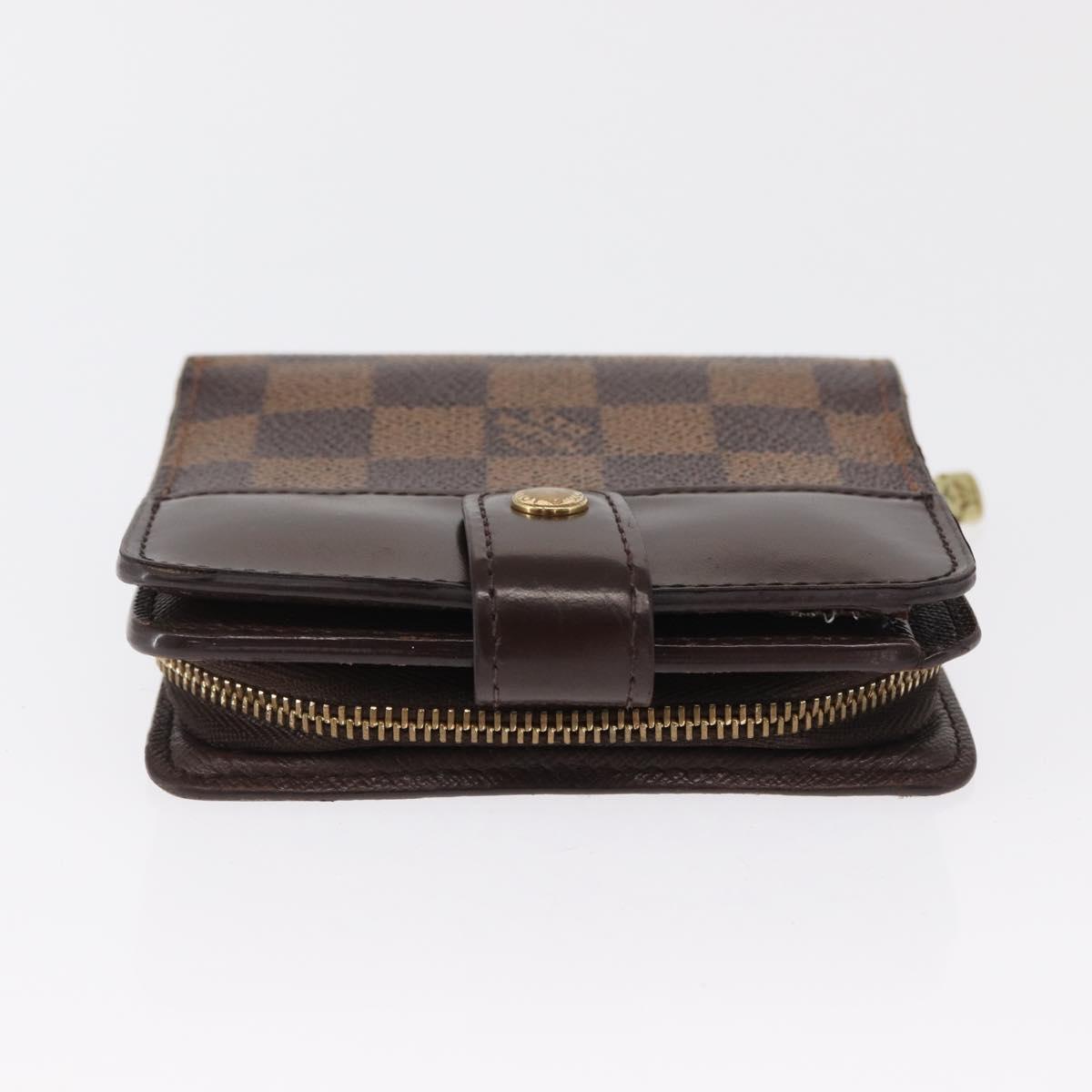LOUIS VUITTON Damier Ebene Compact Zip Wallet N61668 LV Auth 163998