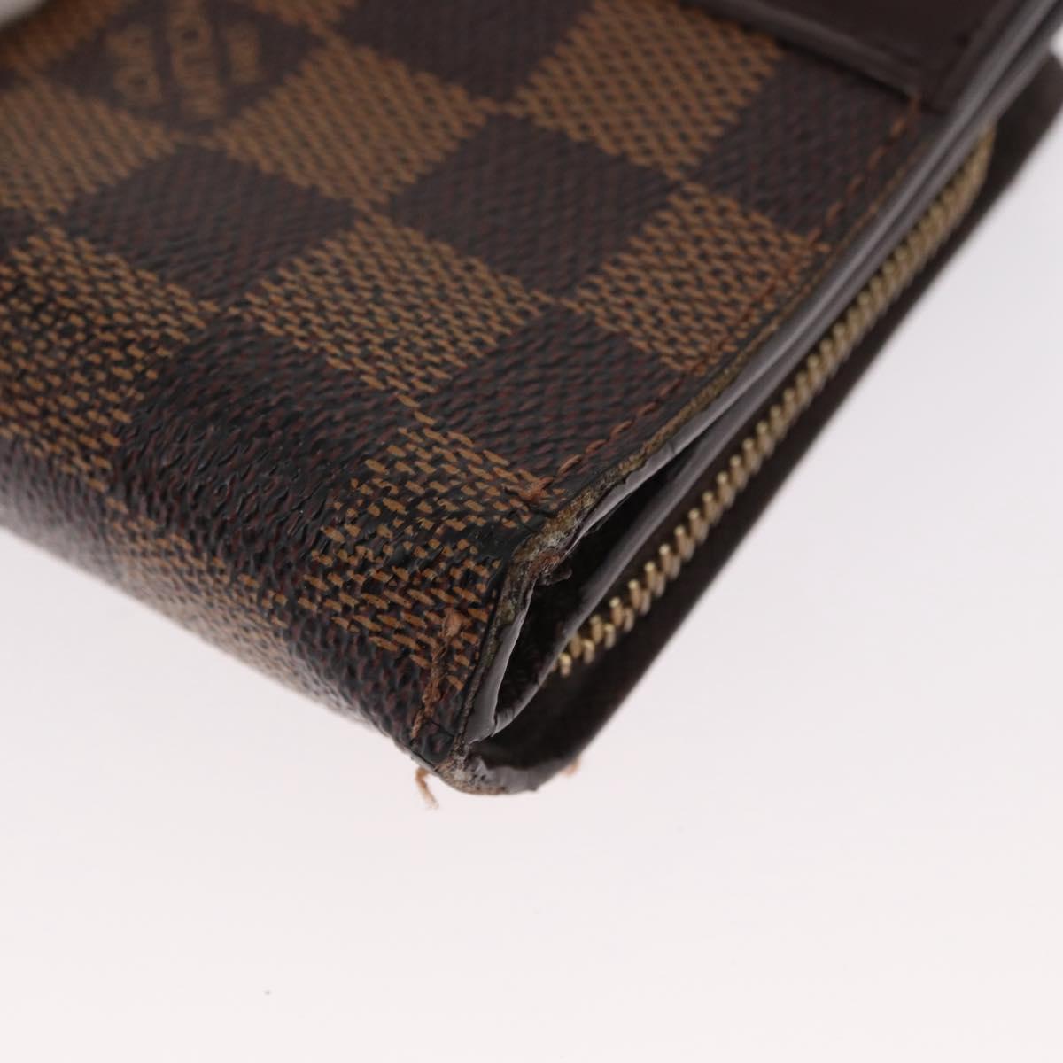 LOUIS VUITTON Damier Ebene Compact Zip Wallet N61668 LV Auth 163998