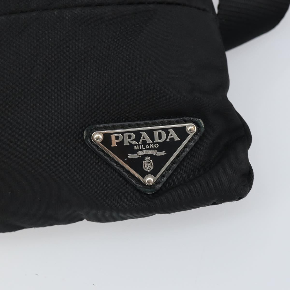 PRADA Shoulder Bag Nylon Black Silver Auth 164007