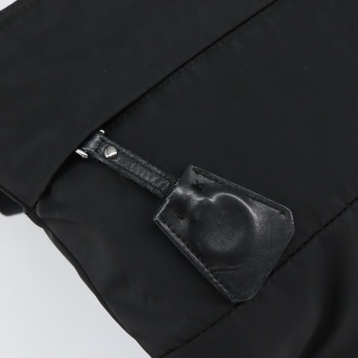 PRADA Shoulder Bag Nylon Black Silver Auth 164007