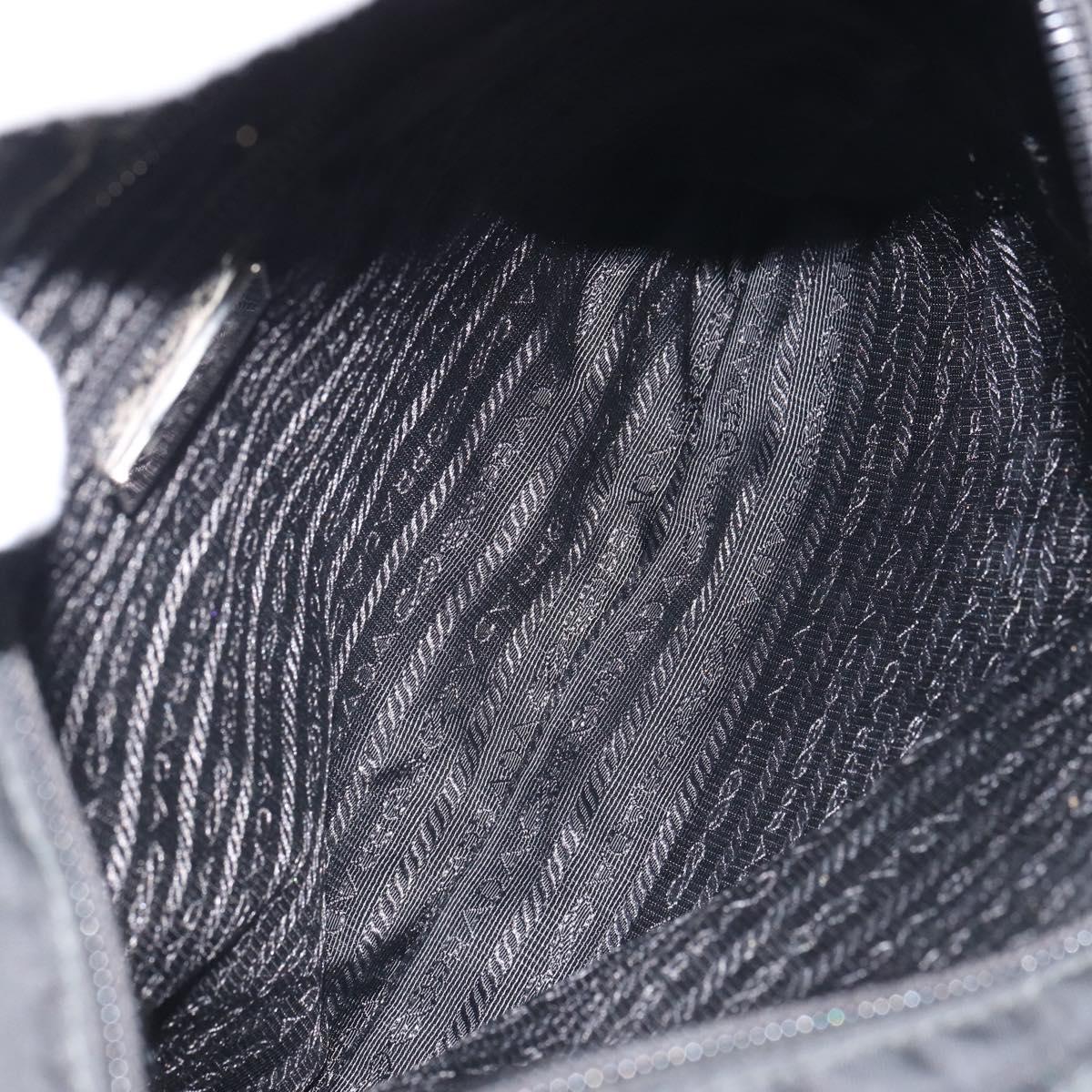 PRADA Shoulder Bag Nylon Black Silver Auth 164007