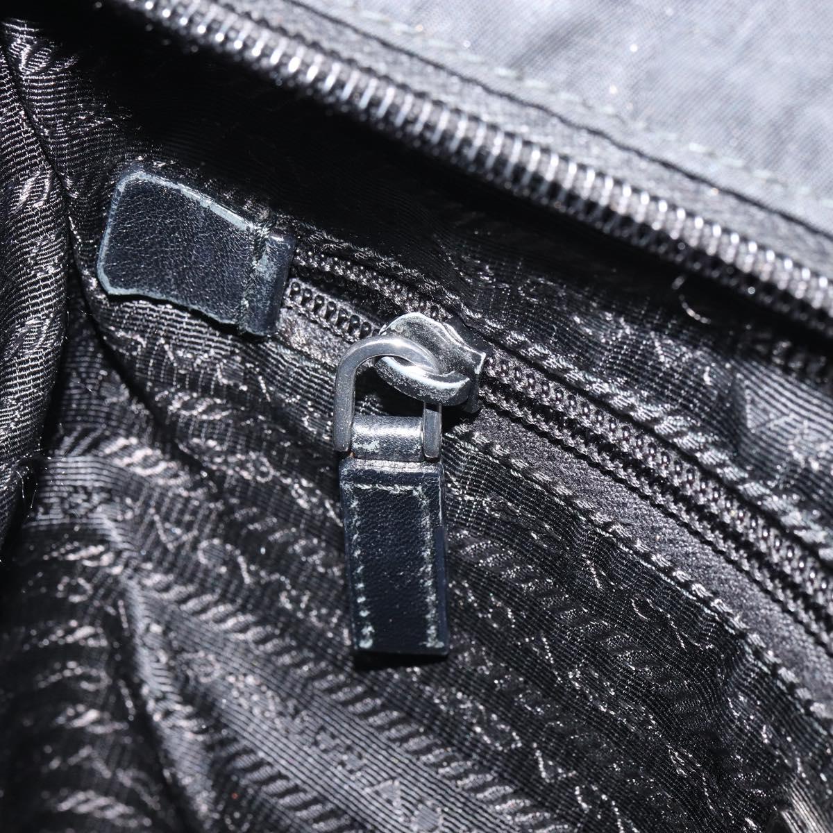 PRADA Shoulder Bag Nylon Black Silver Auth 164007