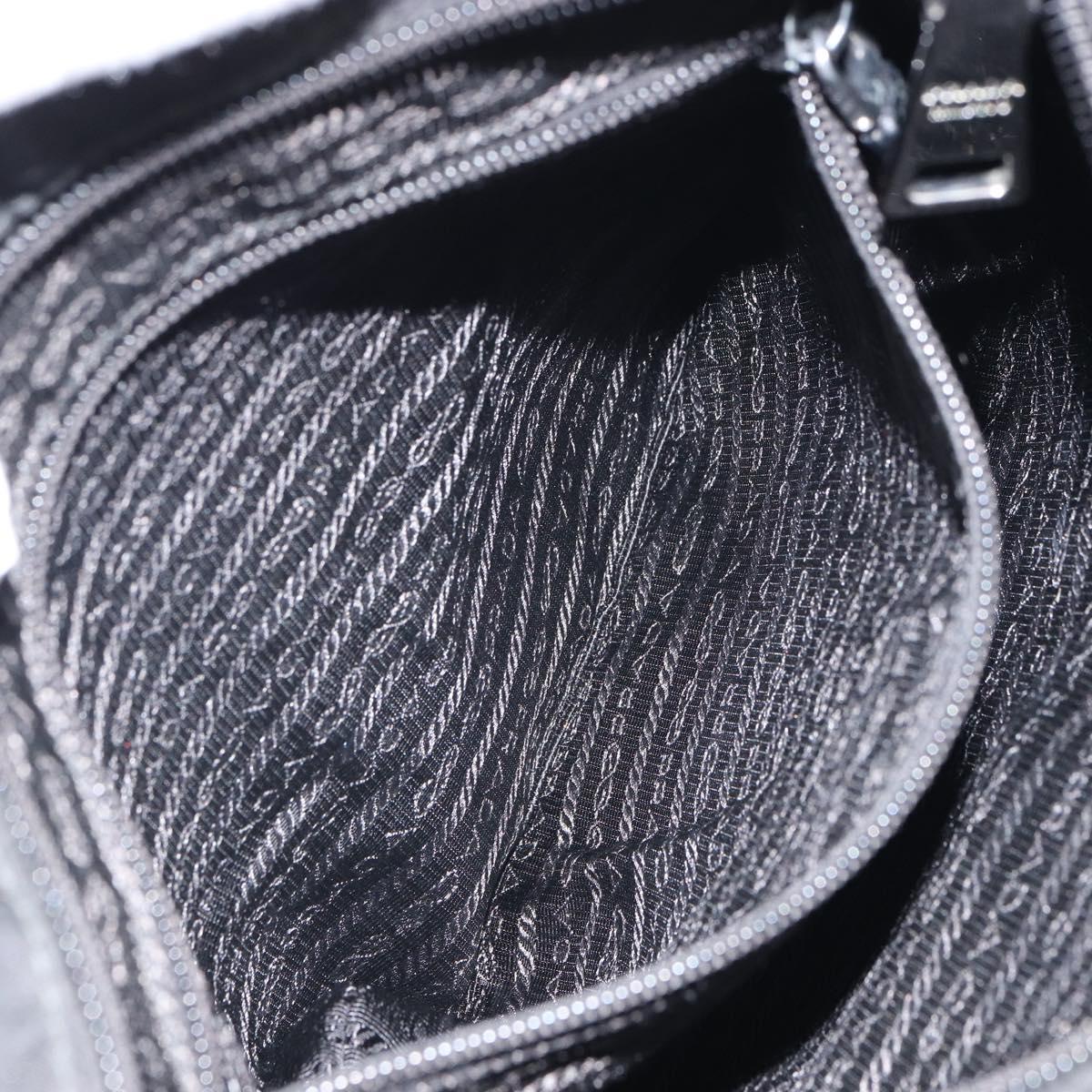 PRADA Shoulder Bag Nylon Black Silver Auth 164007