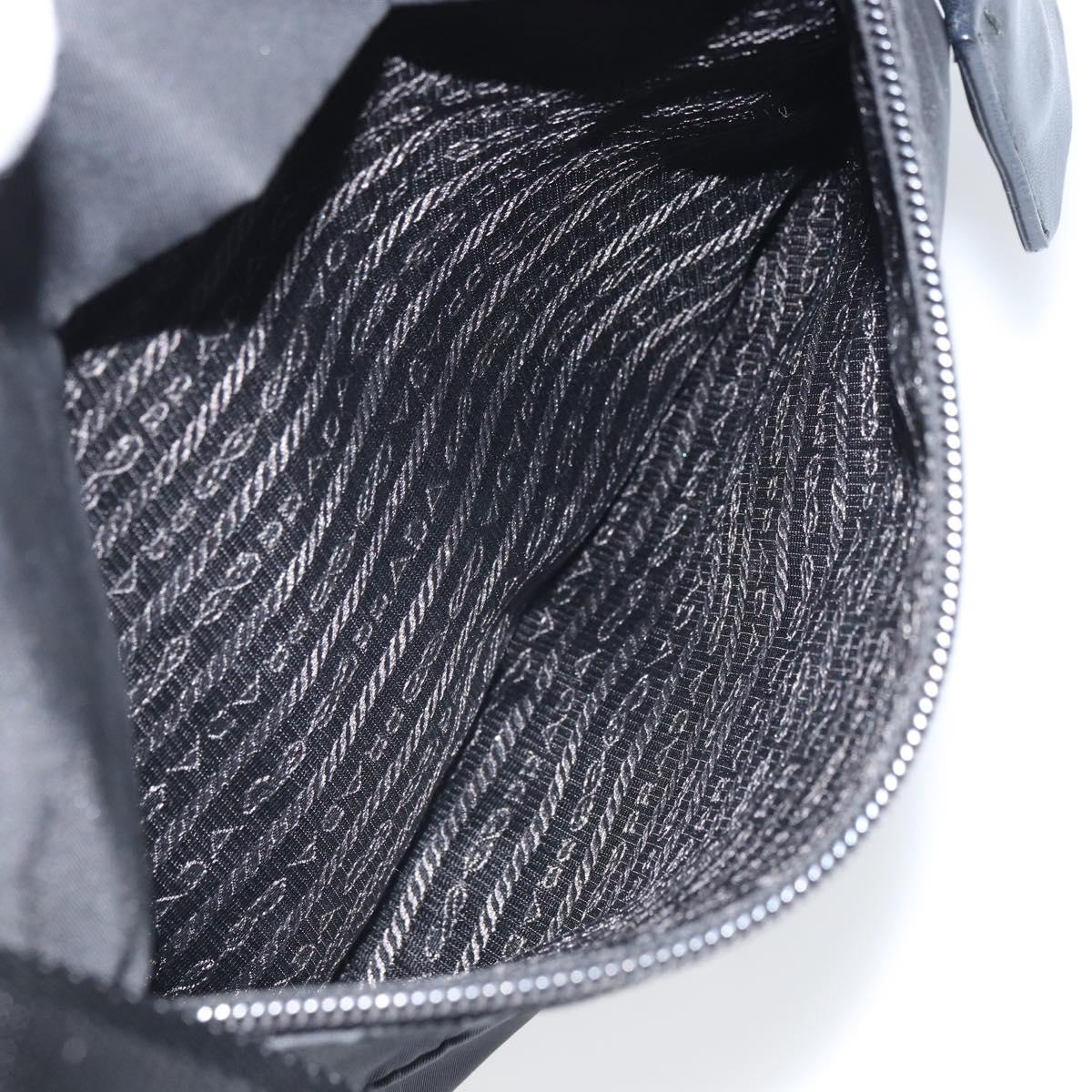 PRADA Shoulder Bag Nylon Black Silver Auth 164007