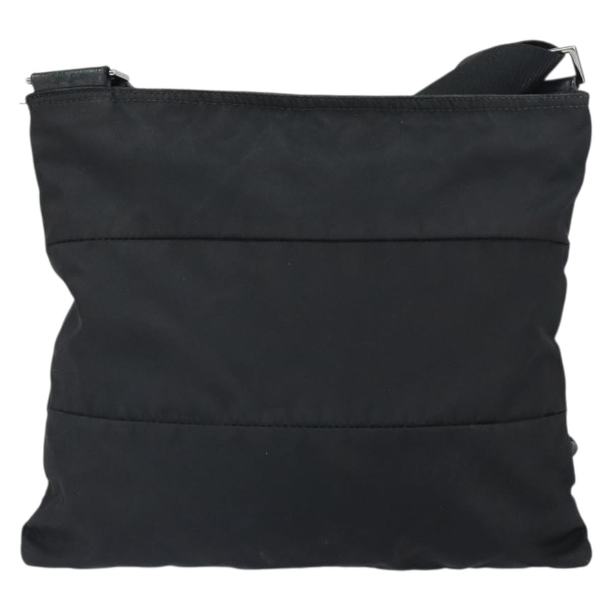PRADA Shoulder Bag Nylon Black Silver Auth 164007