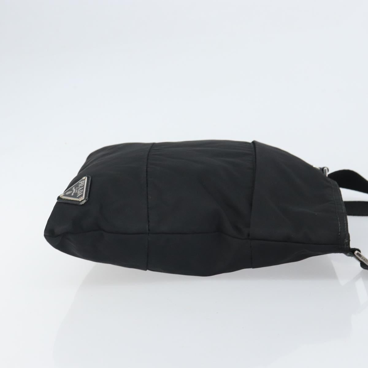 PRADA Shoulder Bag Nylon Black Silver Auth 164007