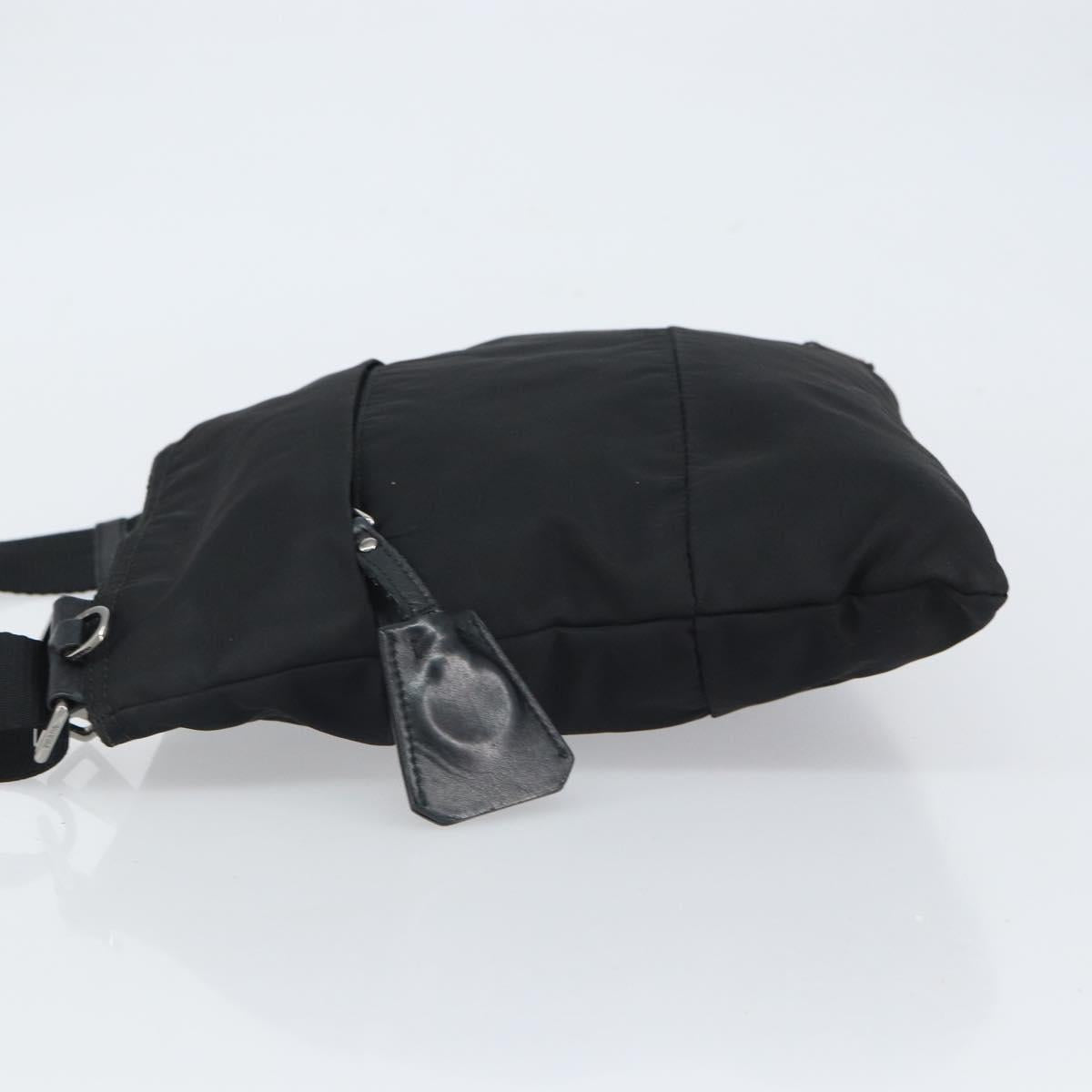 PRADA Shoulder Bag Nylon Black Silver Auth 164007