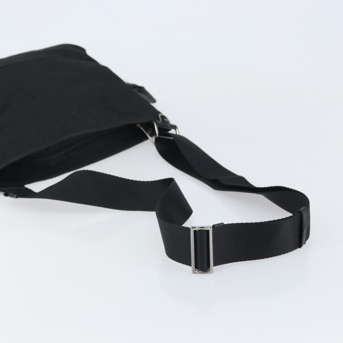 PRADA Shoulder Bag Nylon Black Silver Auth 164007