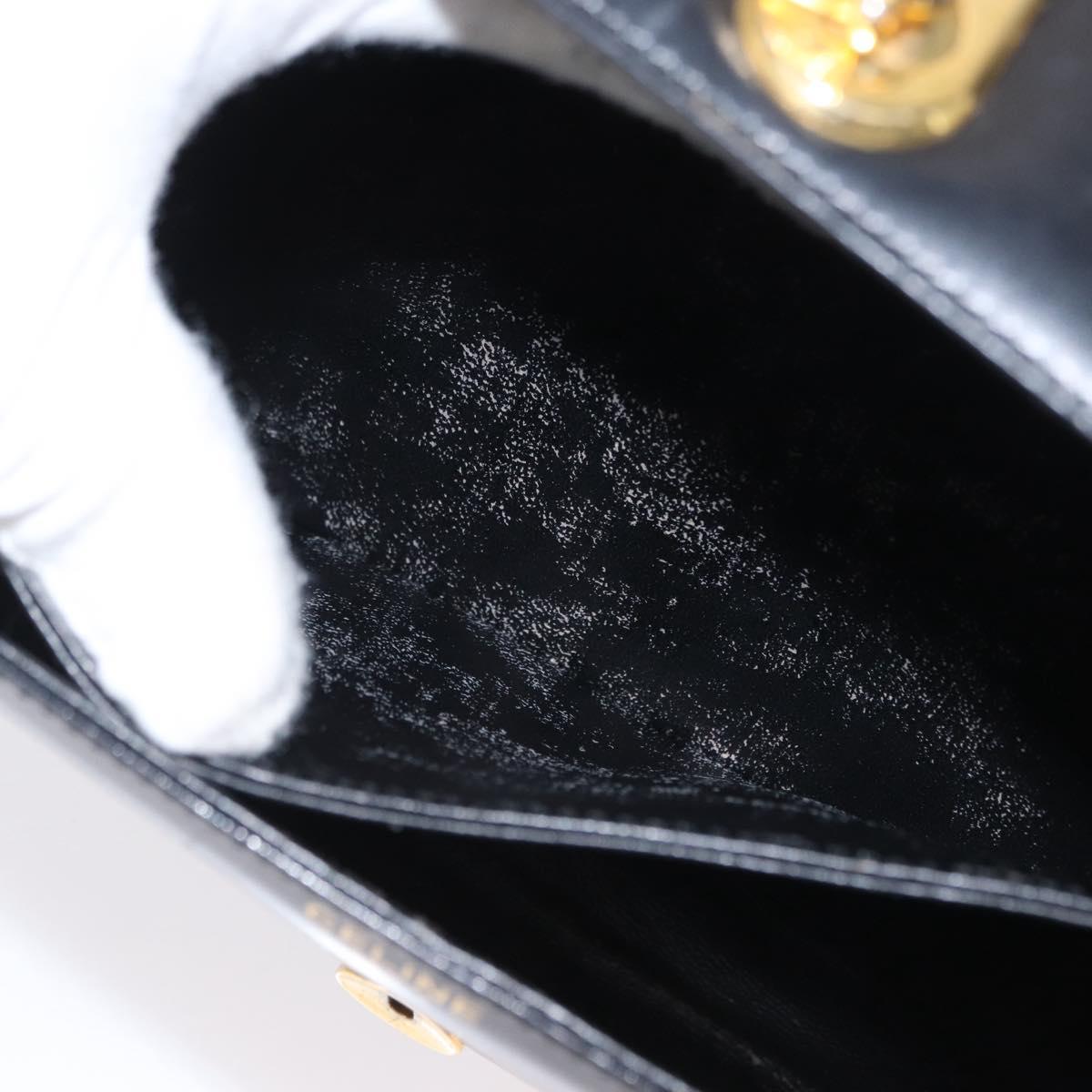 CELINE Shoulder Bag Leather Black Gold Auth 164016