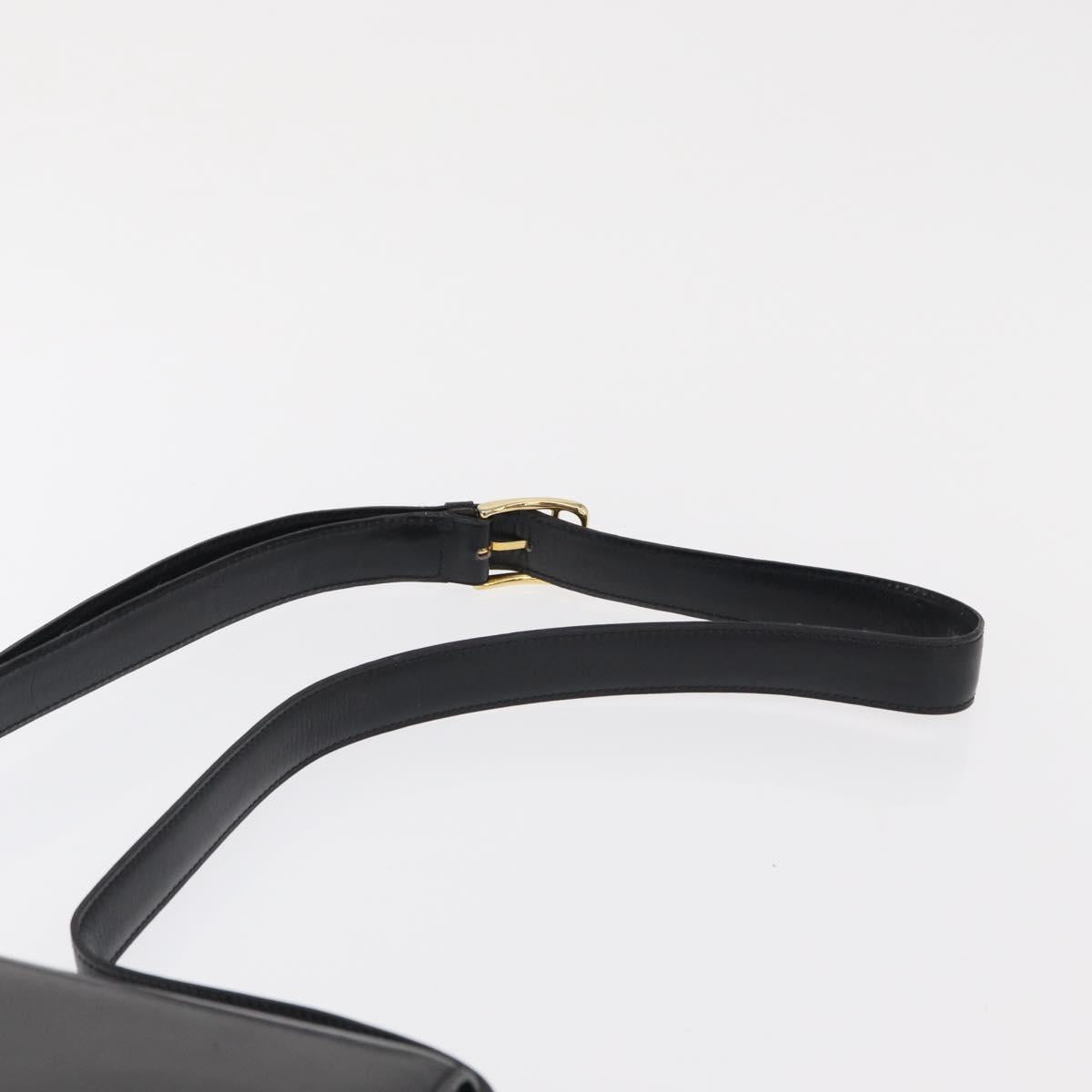 CELINE Shoulder Bag Leather Black Gold Auth 164016