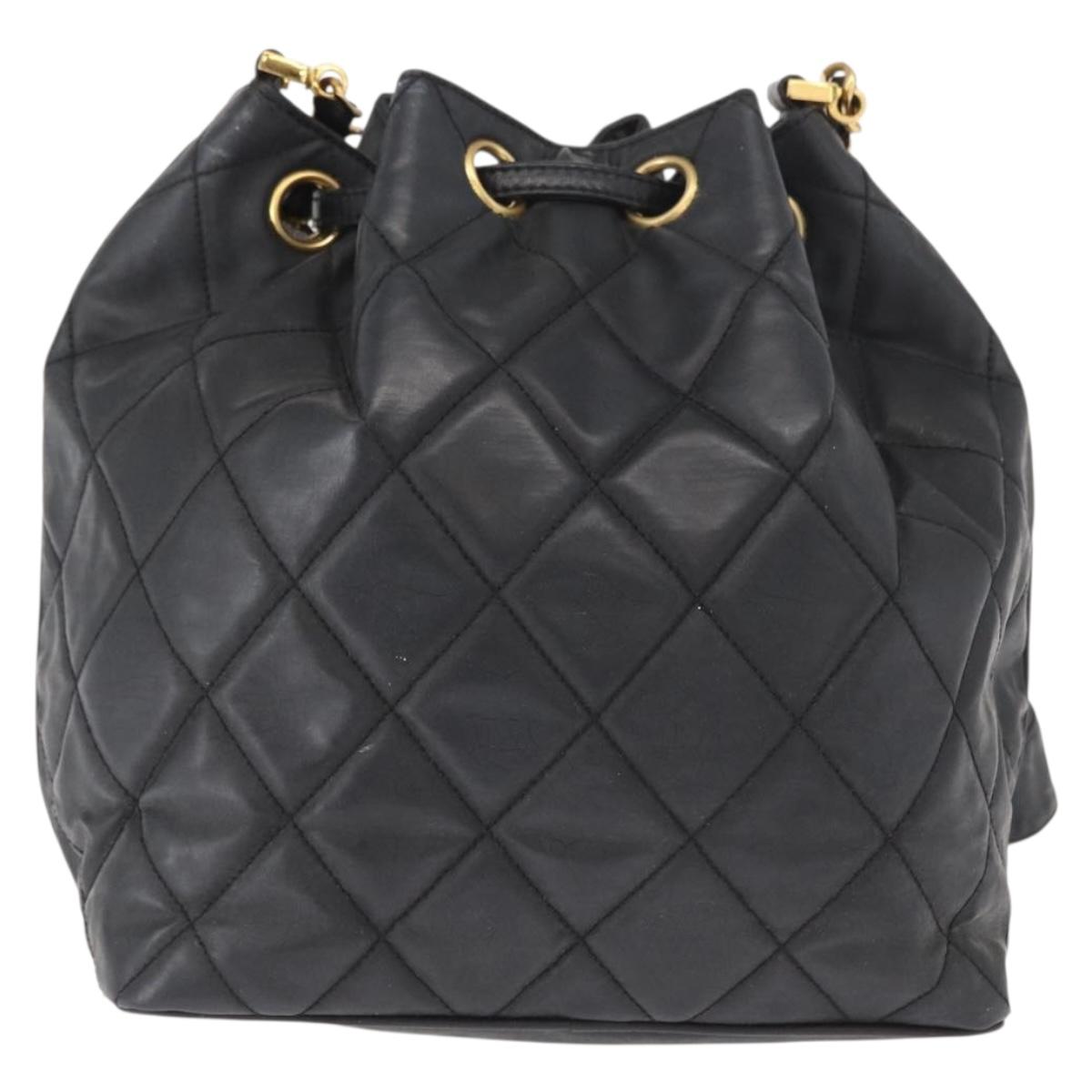 CHANEL Chain Shoulder Bag Patent leather Black Gold CC Auth 164017