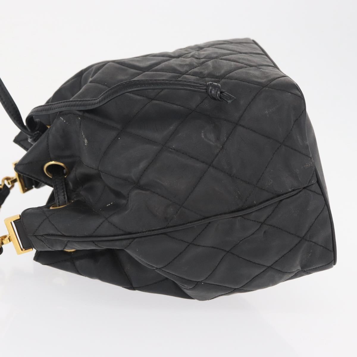 CHANEL Chain Shoulder Bag Patent leather Black Gold CC Auth 164017