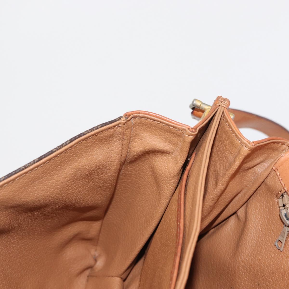 CELINE Macadam Canvas Shoulder Bag PVC Leather Brown Gold Auth 164018
