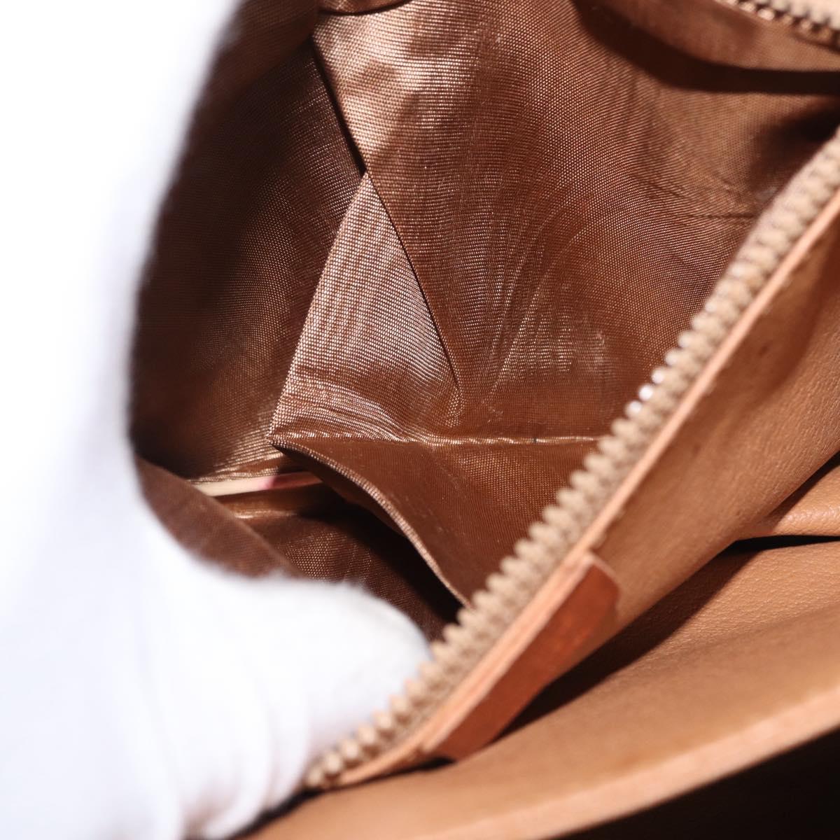 CELINE Macadam Canvas Shoulder Bag PVC Leather Brown Gold Auth 164018