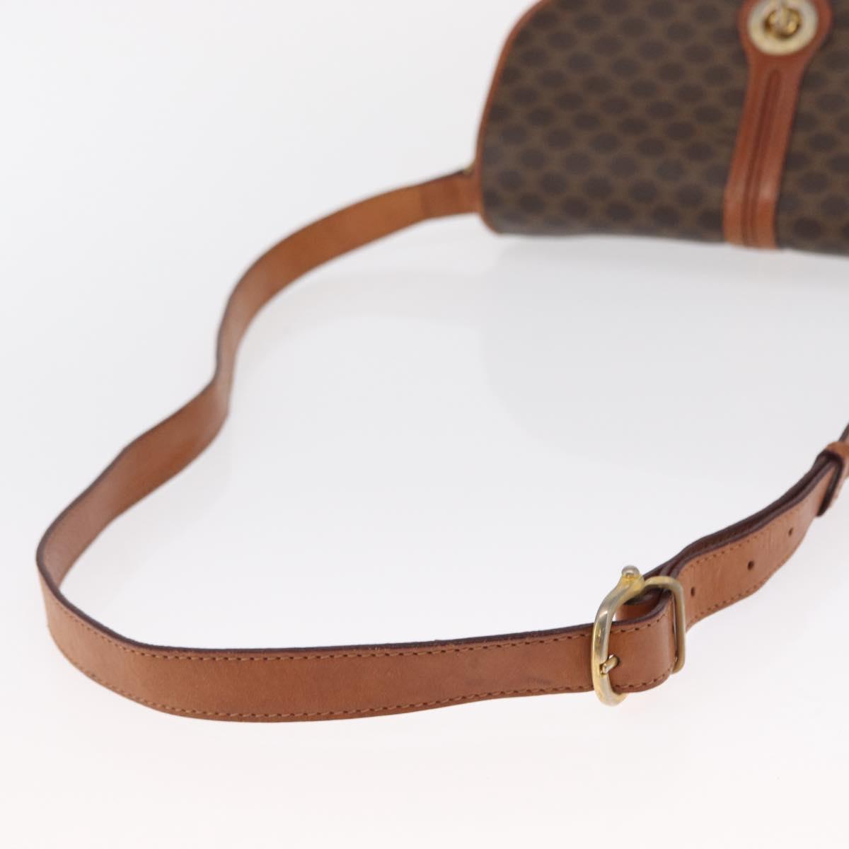 CELINE Macadam Canvas Shoulder Bag PVC Leather Brown Gold Auth 164018