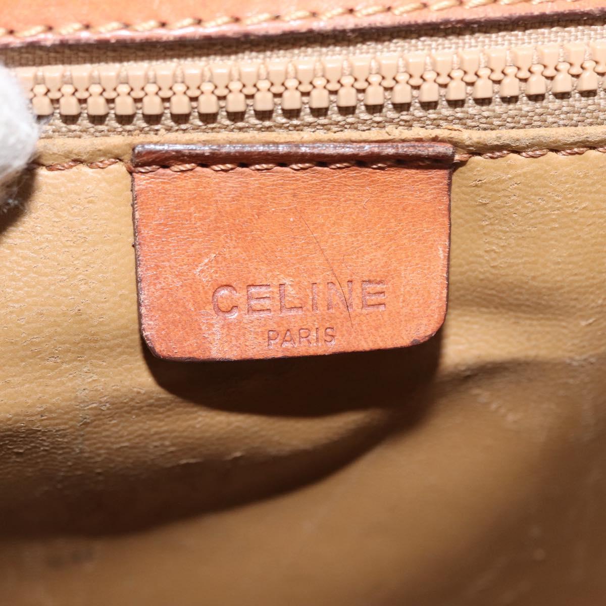 CELINE Macadam Canvas Shoulder Bag PVC Beige Gold Auth 164019