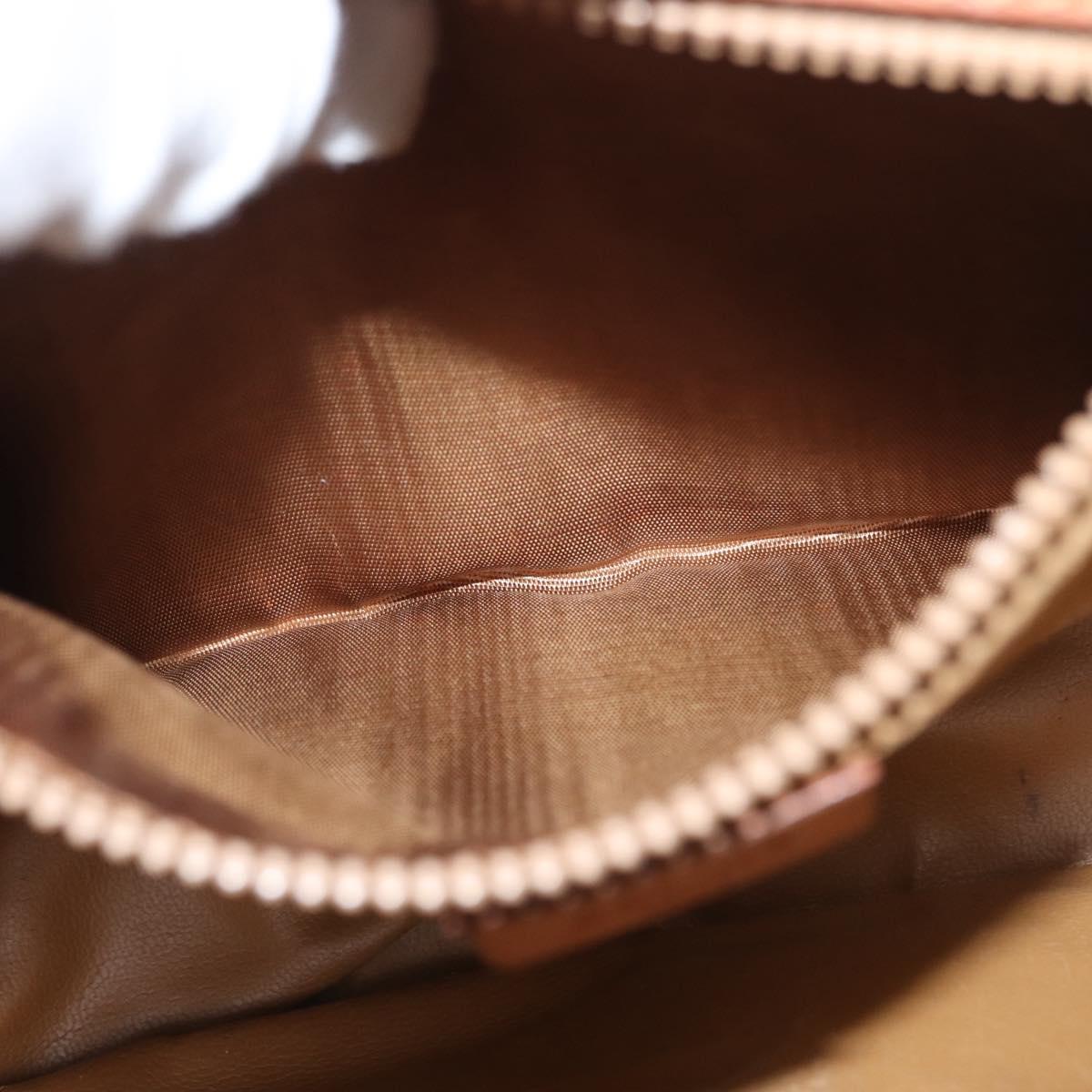 CELINE Macadam Canvas Shoulder Bag PVC Beige Gold Auth 164019