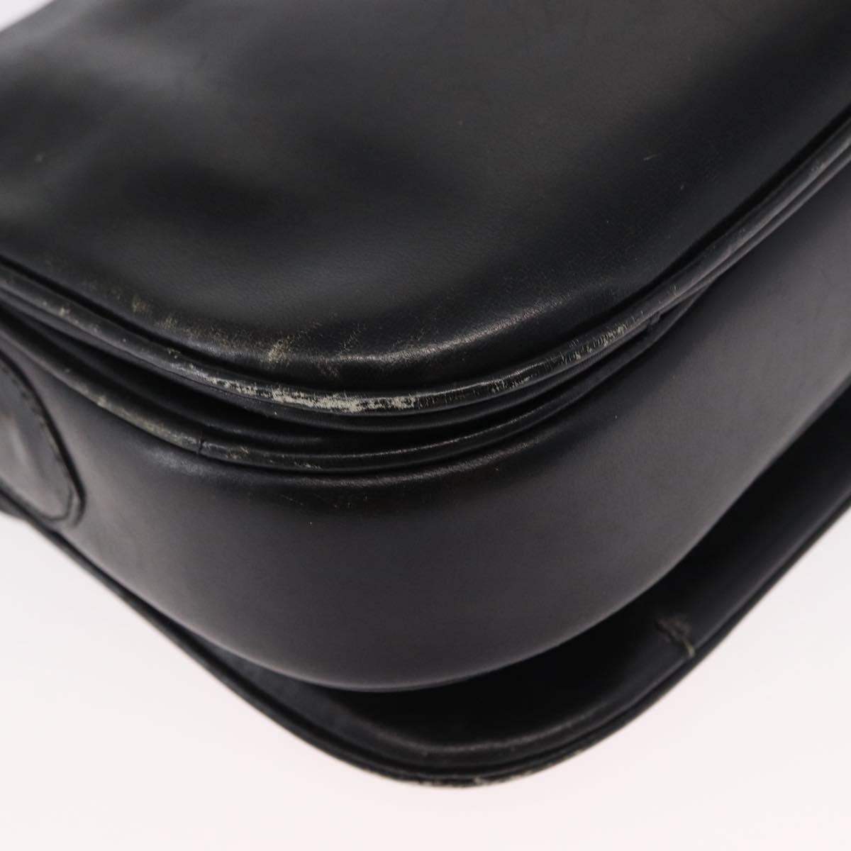 CELINE Shoulder Bag Leather Black Gold Auth 164021