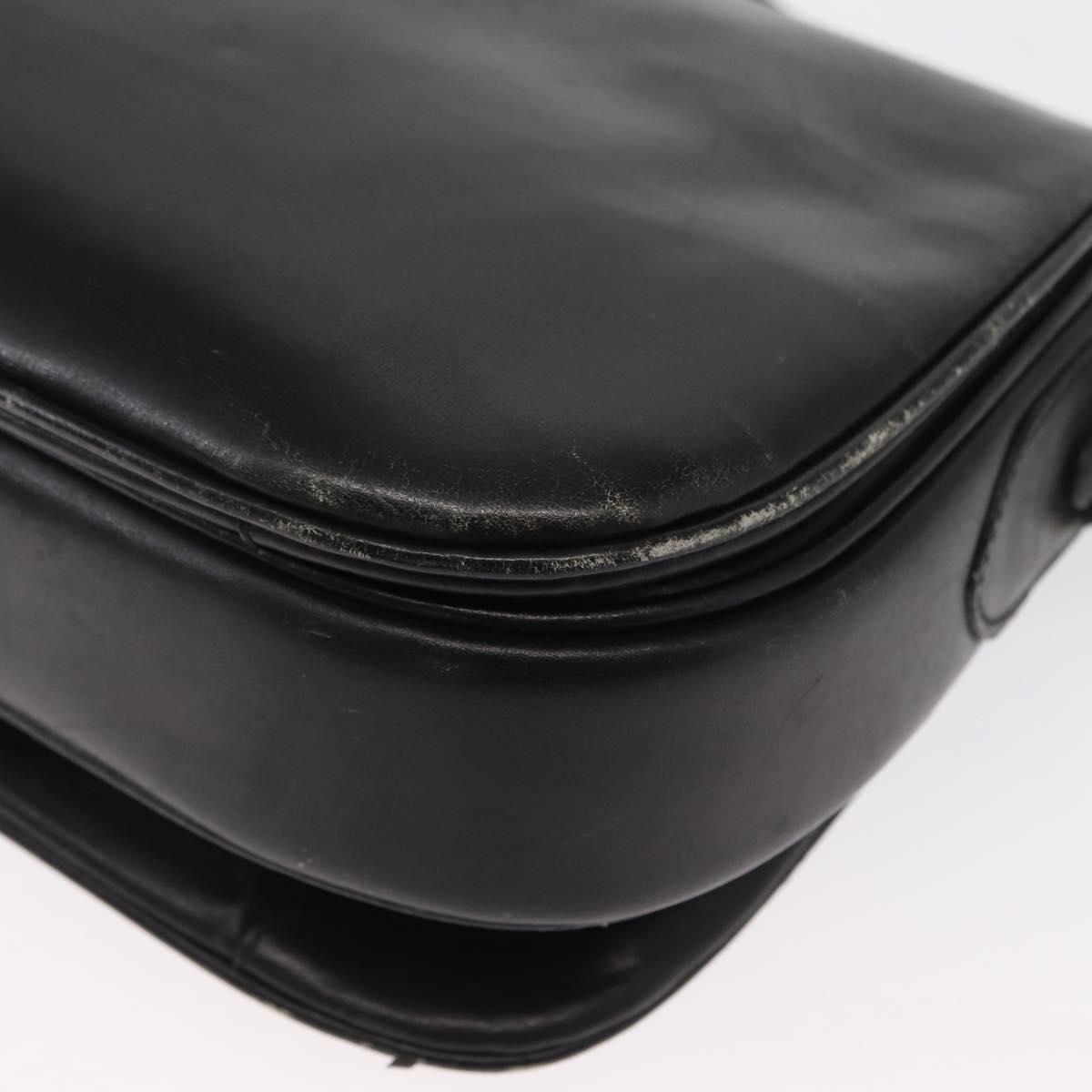 CELINE Shoulder Bag Leather Black Gold Auth 164021