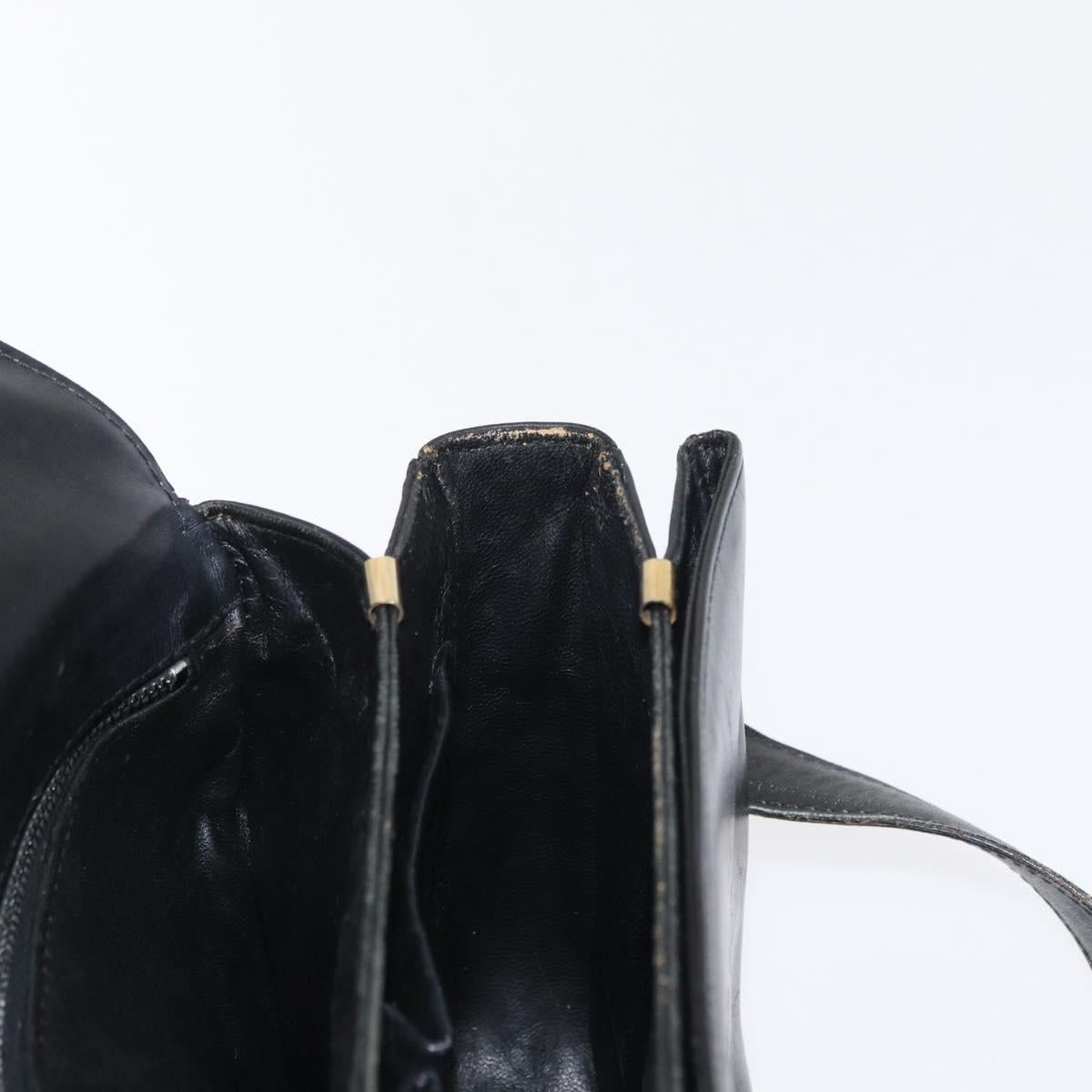 CELINE Shoulder Bag Leather Black Gold Auth 164021
