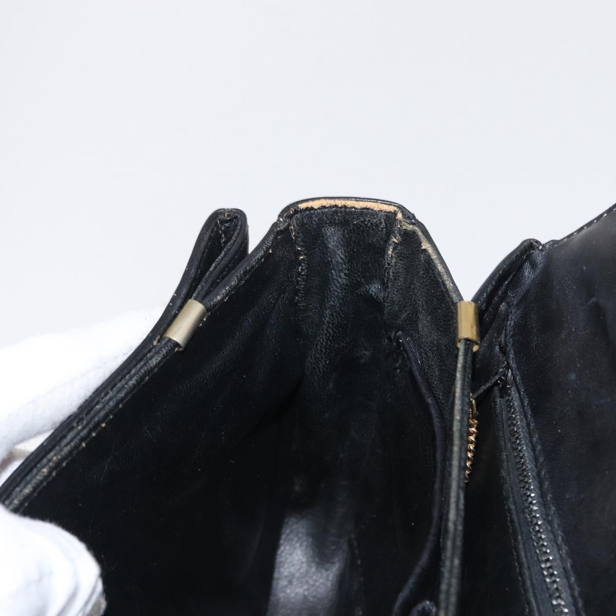 CELINE Shoulder Bag Leather Black Gold Auth 164021