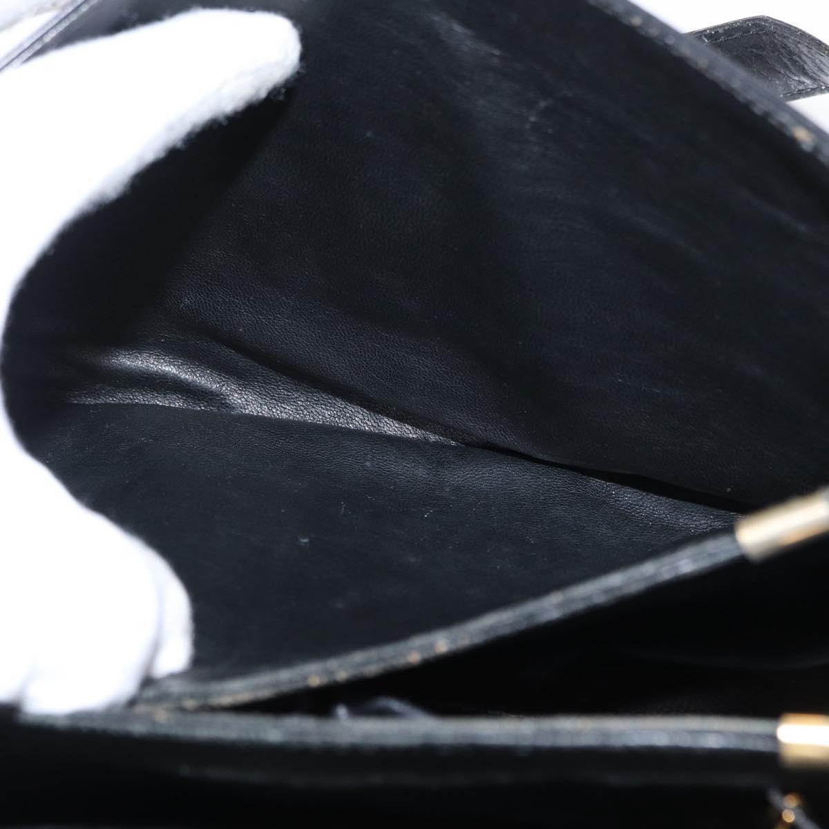 CELINE Shoulder Bag Leather Black Gold Auth 164021