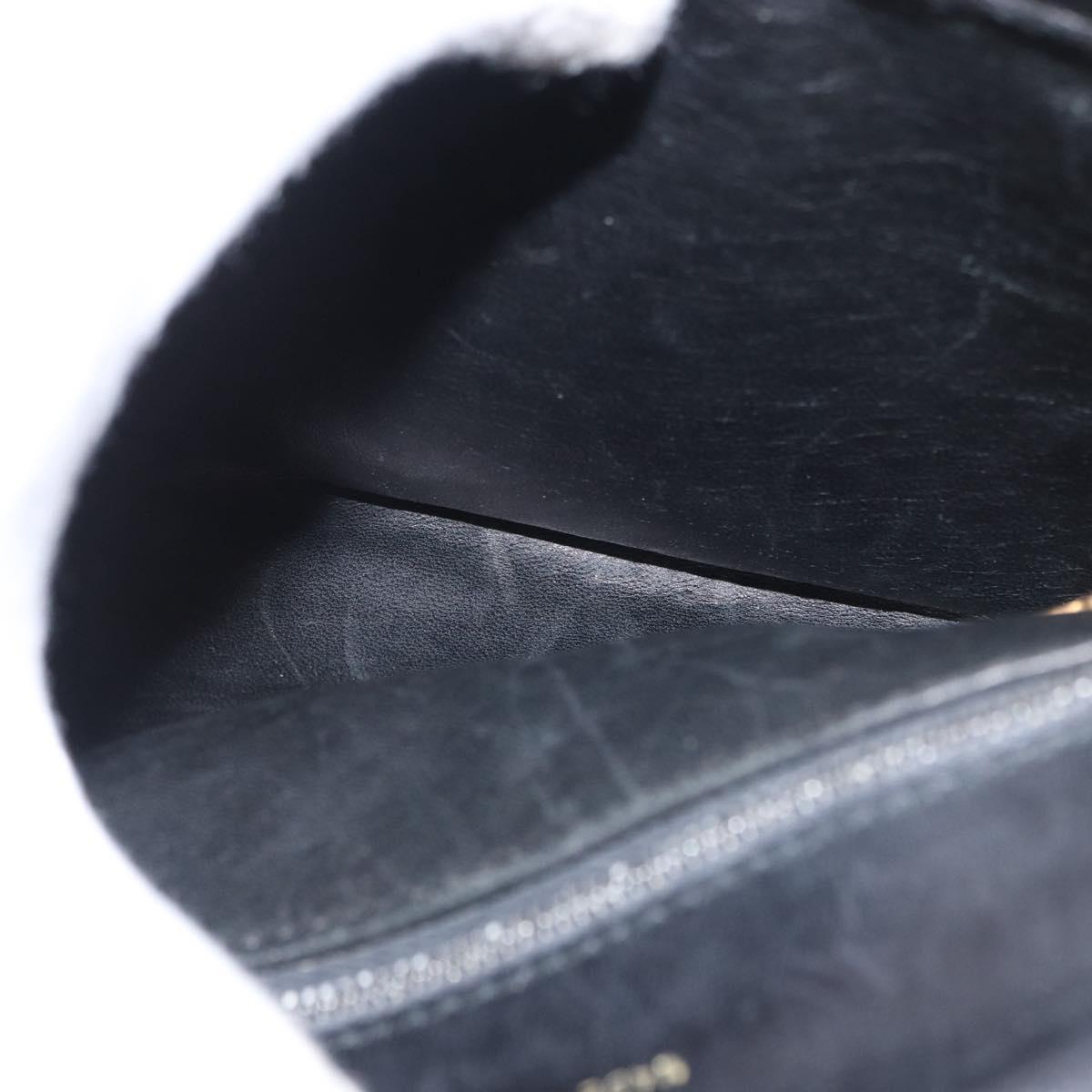 CELINE Shoulder Bag Leather Black Gold Auth 164021