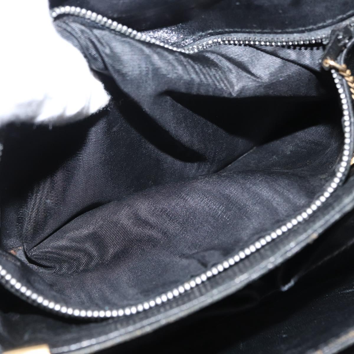 CELINE Shoulder Bag Leather Black Gold Auth 164021