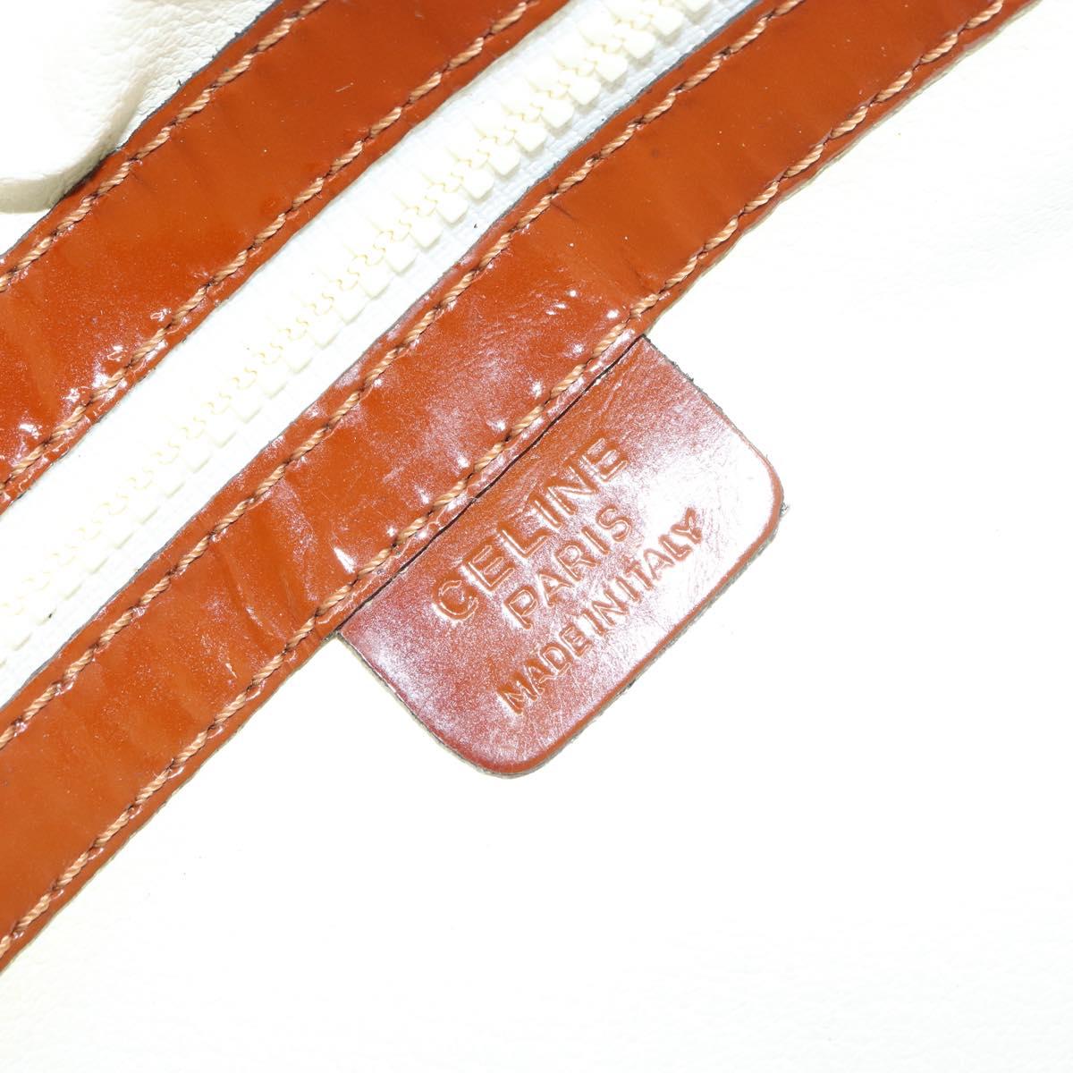 CELINE Shoulder Bag Nylon Orange Gold Auth 164026