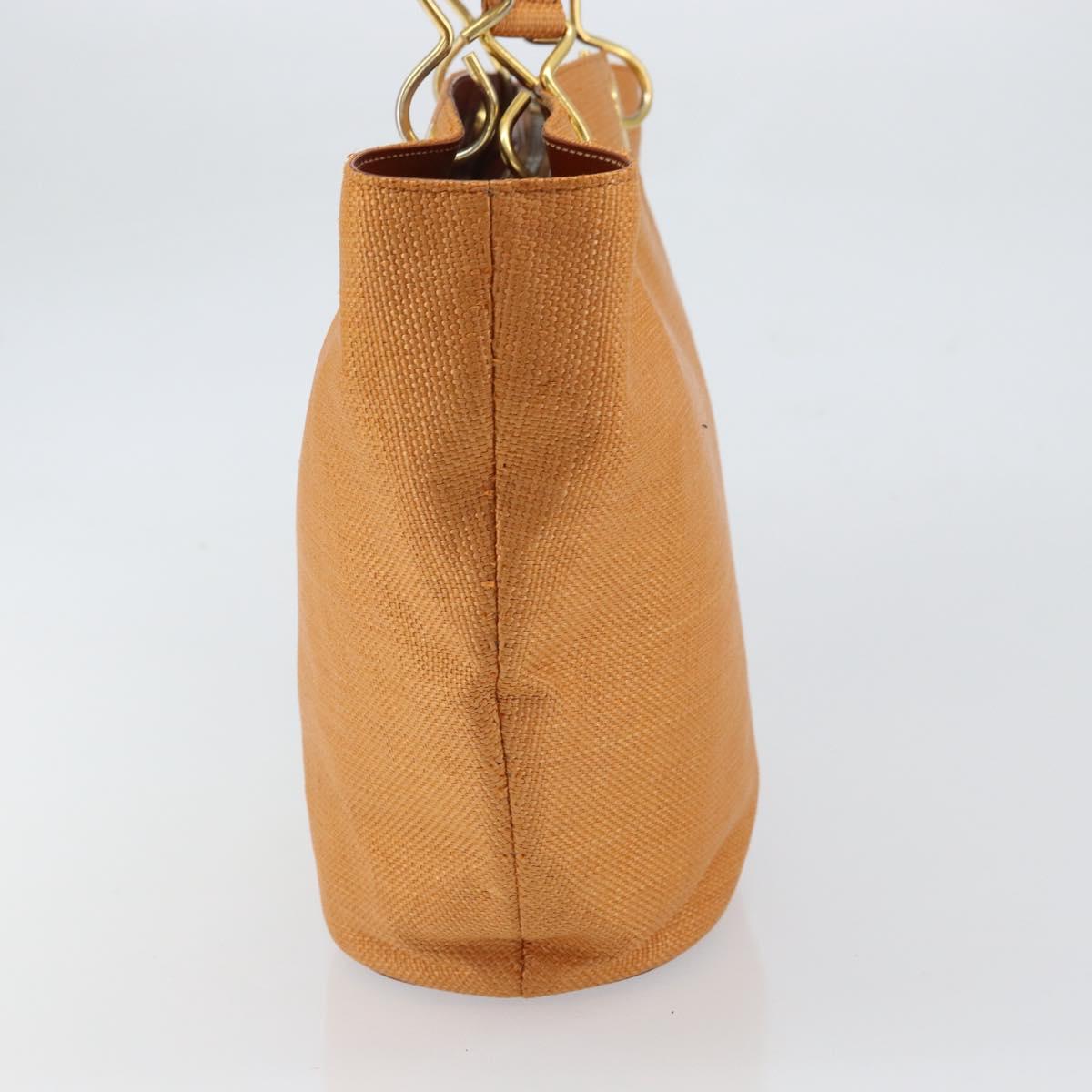 CELINE Shoulder Bag Nylon Orange Gold Auth 164026