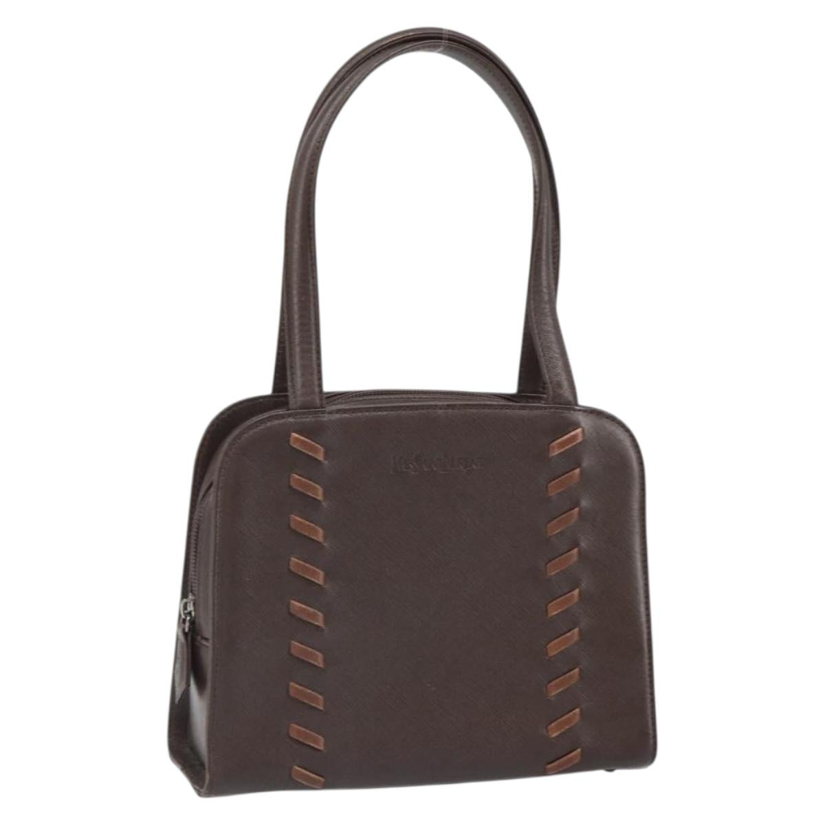 SAINT LAURENT Hand Bag Leather Brown Auth 164029