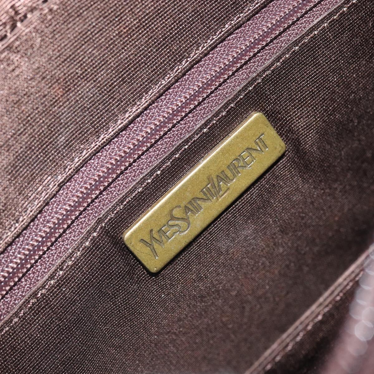 SAINT LAURENT Hand Bag Leather Brown Auth 164029