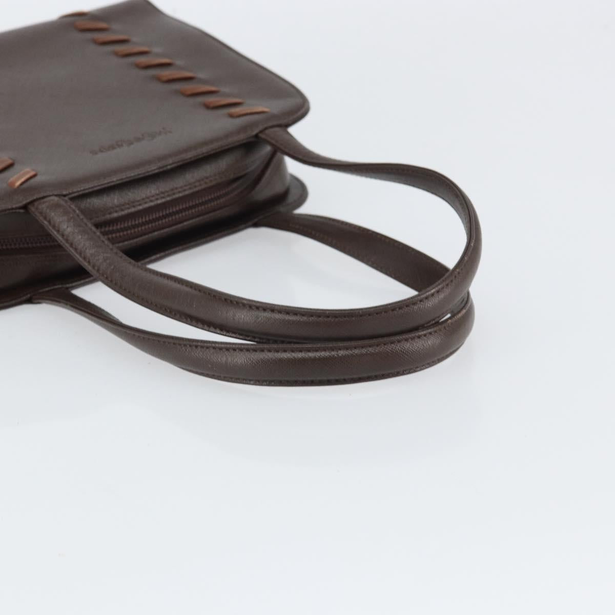 SAINT LAURENT Hand Bag Leather Brown Auth 164029
