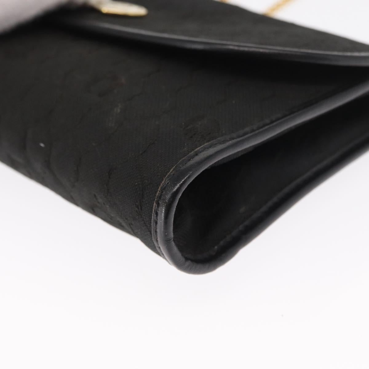 Christian Dior Honeycomb Canvas Chain Shoulder Bag Black Gold Auth 164031