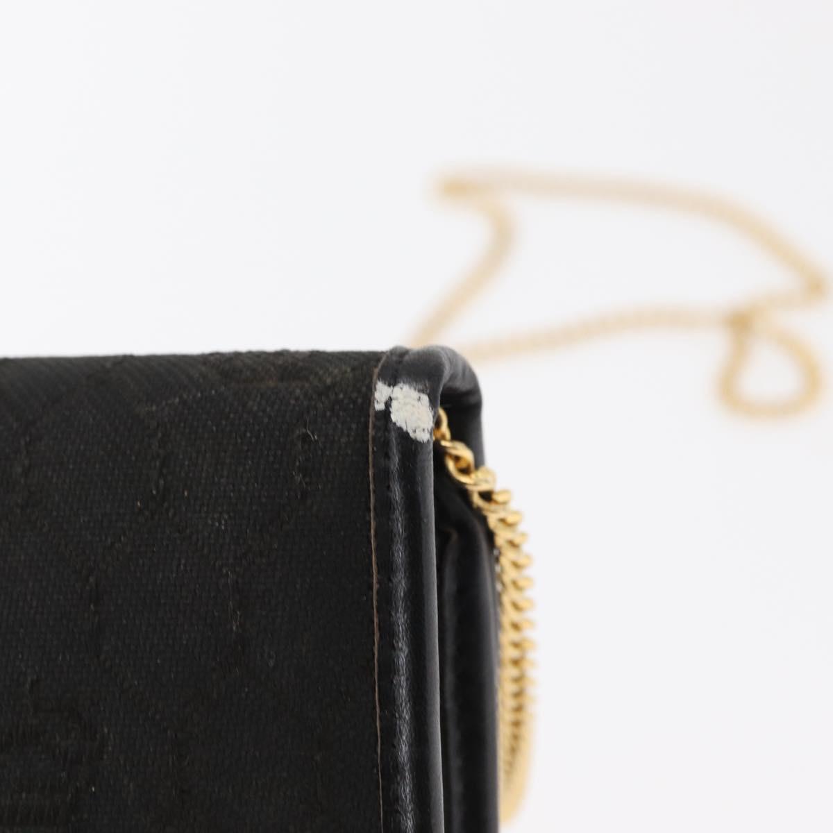 Christian Dior Honeycomb Canvas Chain Shoulder Bag Black Gold Auth 164031