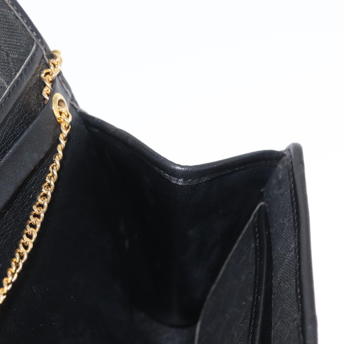 Christian Dior Honeycomb Canvas Chain Shoulder Bag Black Gold Auth 164031