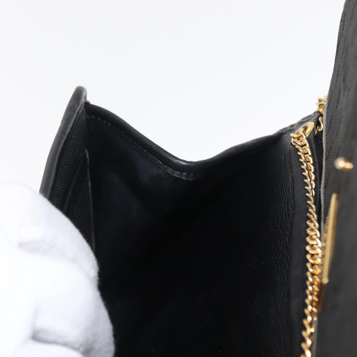 Christian Dior Honeycomb Canvas Chain Shoulder Bag Black Gold Auth 164031