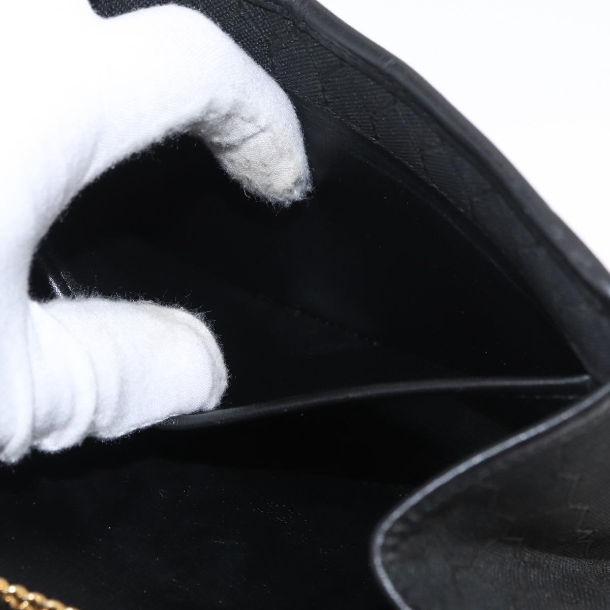 Christian Dior Honeycomb Canvas Chain Shoulder Bag Black Gold Auth 164031