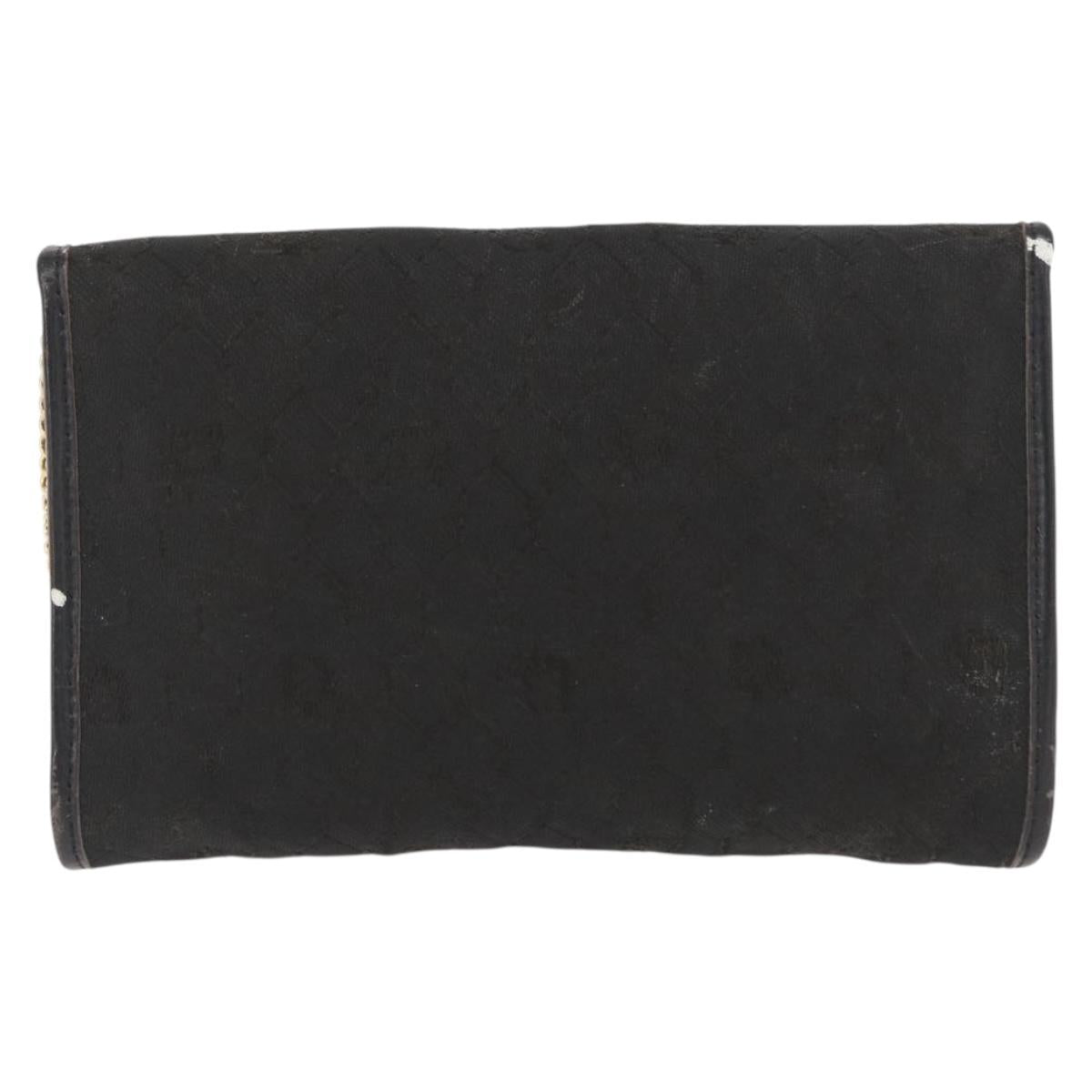 Christian Dior Honeycomb Canvas Chain Shoulder Bag Black Gold Auth 164031