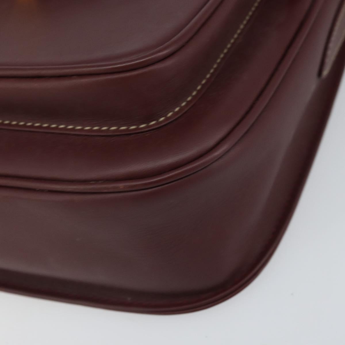 CARTIER Must Line Shoulder Bag Leather Bordeaux Gold Auth 164033