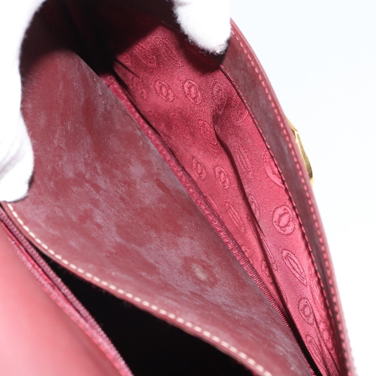 CARTIER Must Line Shoulder Bag Leather Bordeaux Gold Auth 164033